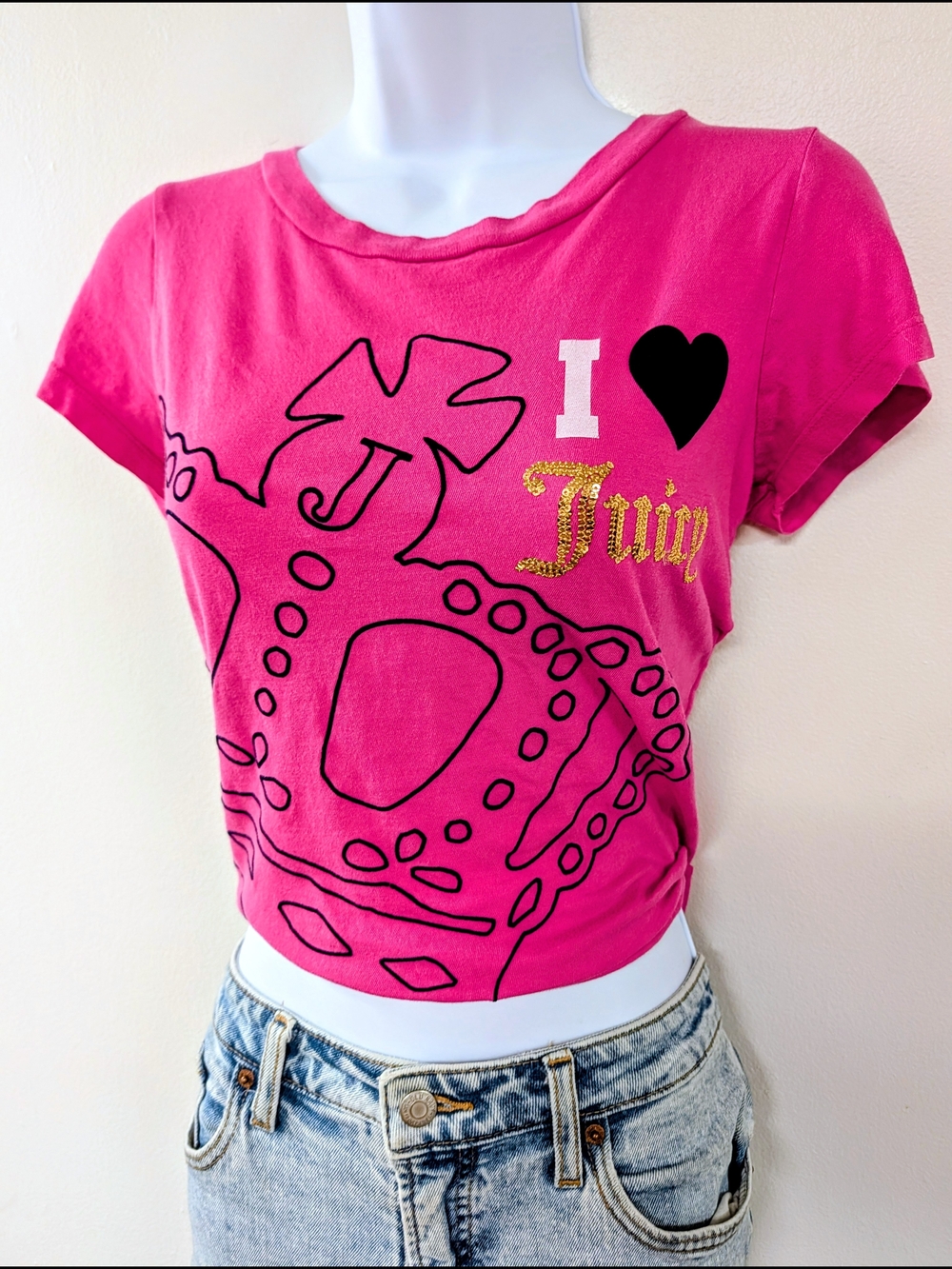 Juicy Couture Y2K Pink Velvet Crown T-Shirt